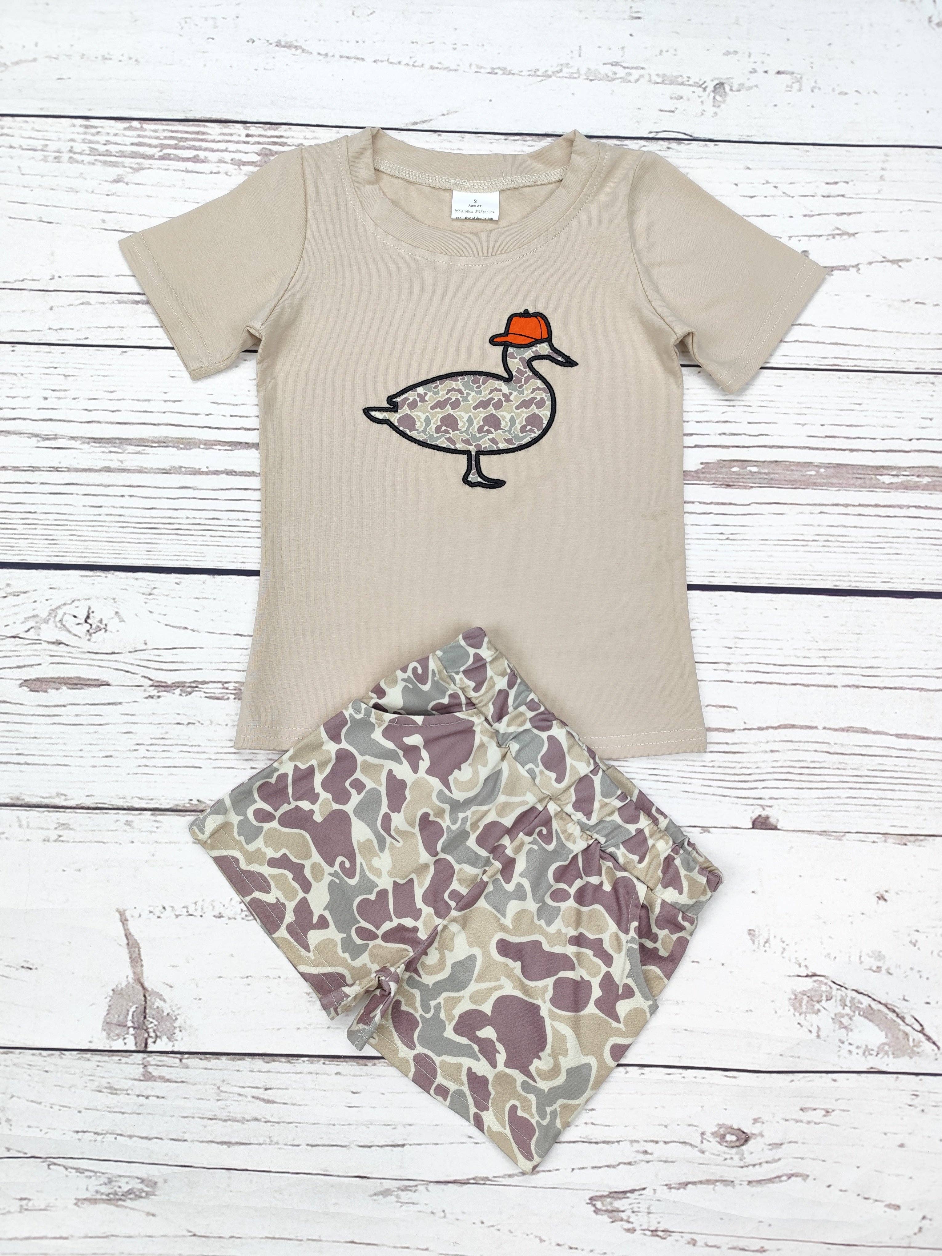 Little Duck Hunter Camo Shorts Set