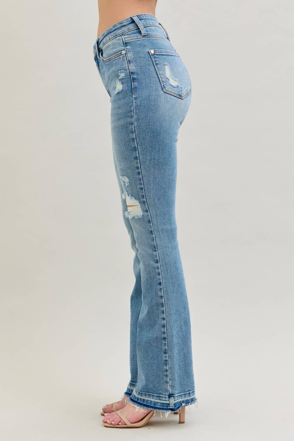 Judy Blue Mid Rise Distressed Bootcut Jeans
