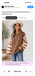 Leopard & Stripe Color
Block Sweatshirt with Side
Slits