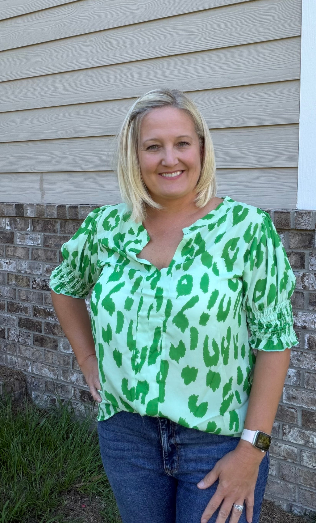 Wild Side Smocked Sleeve Top