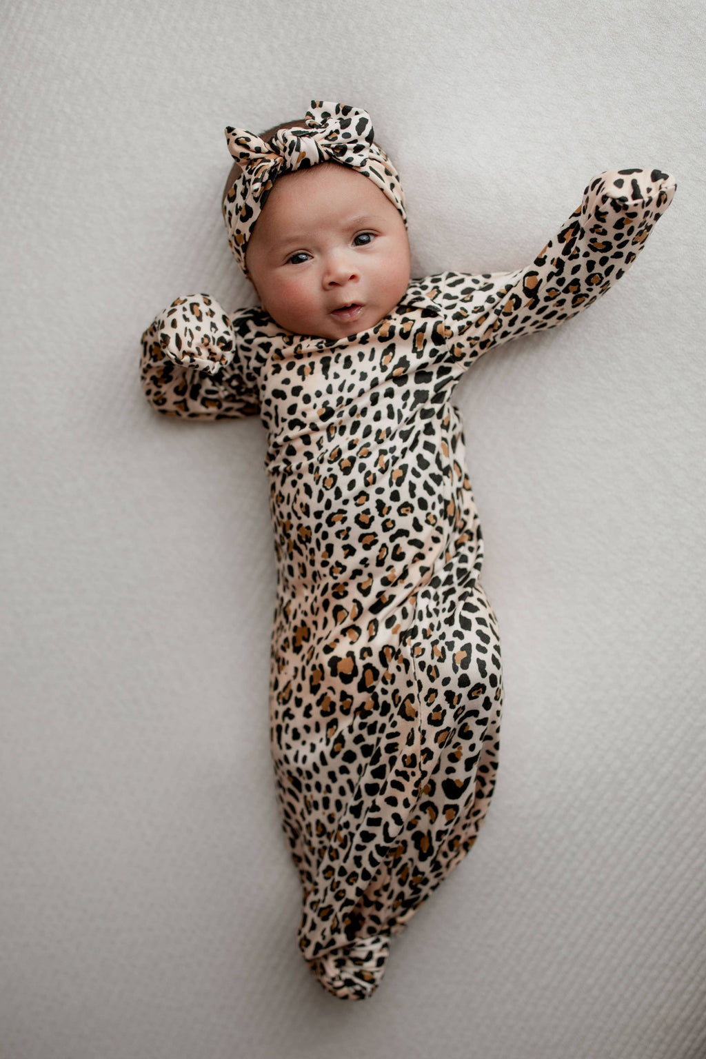 Leopard Babe Baby Gown + Bow