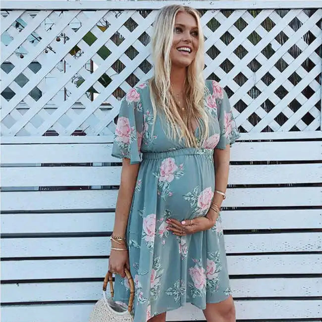 Floral Chiffon Bump-Friendly Dress