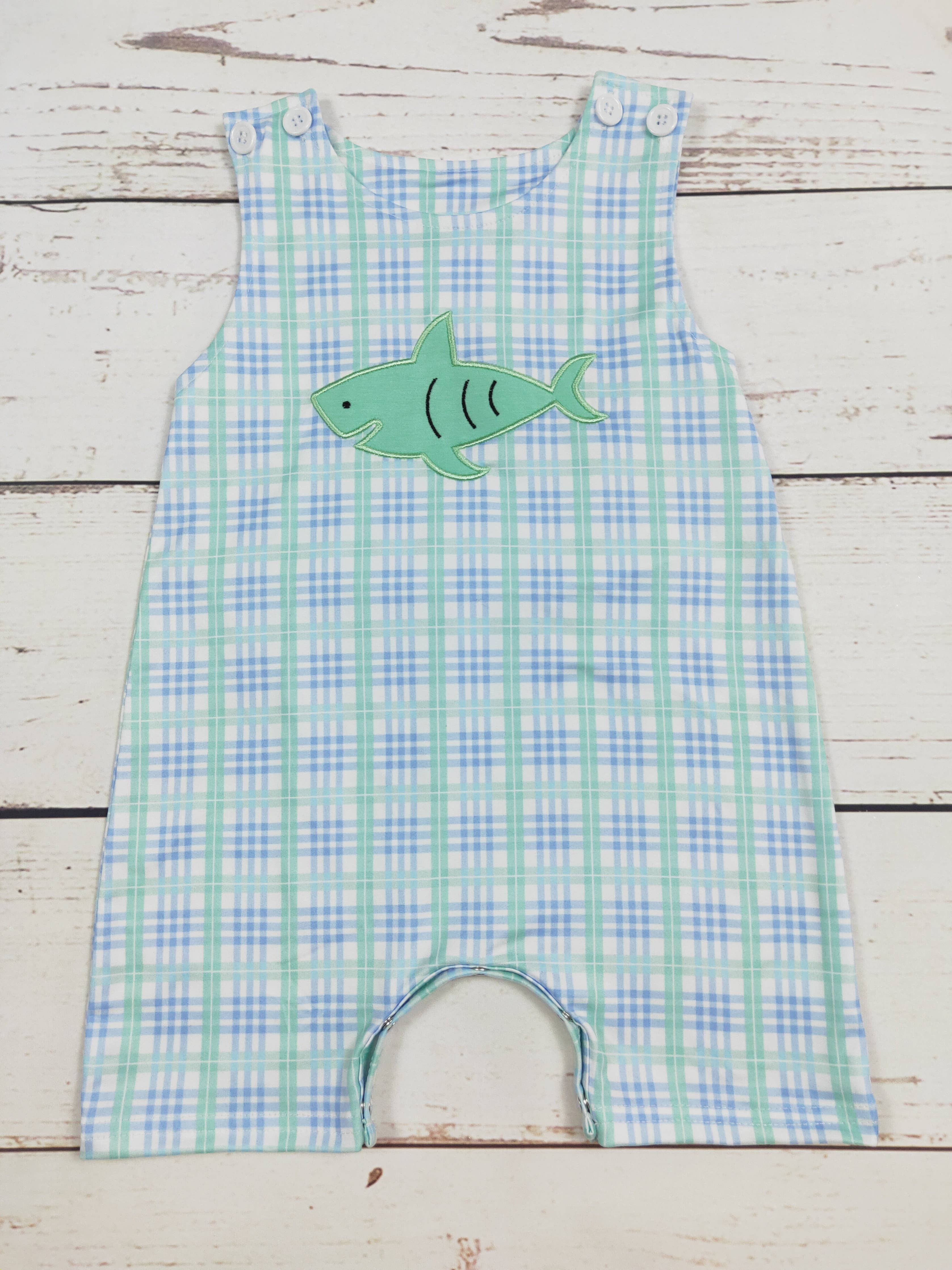 Little Shark Checkered Romper