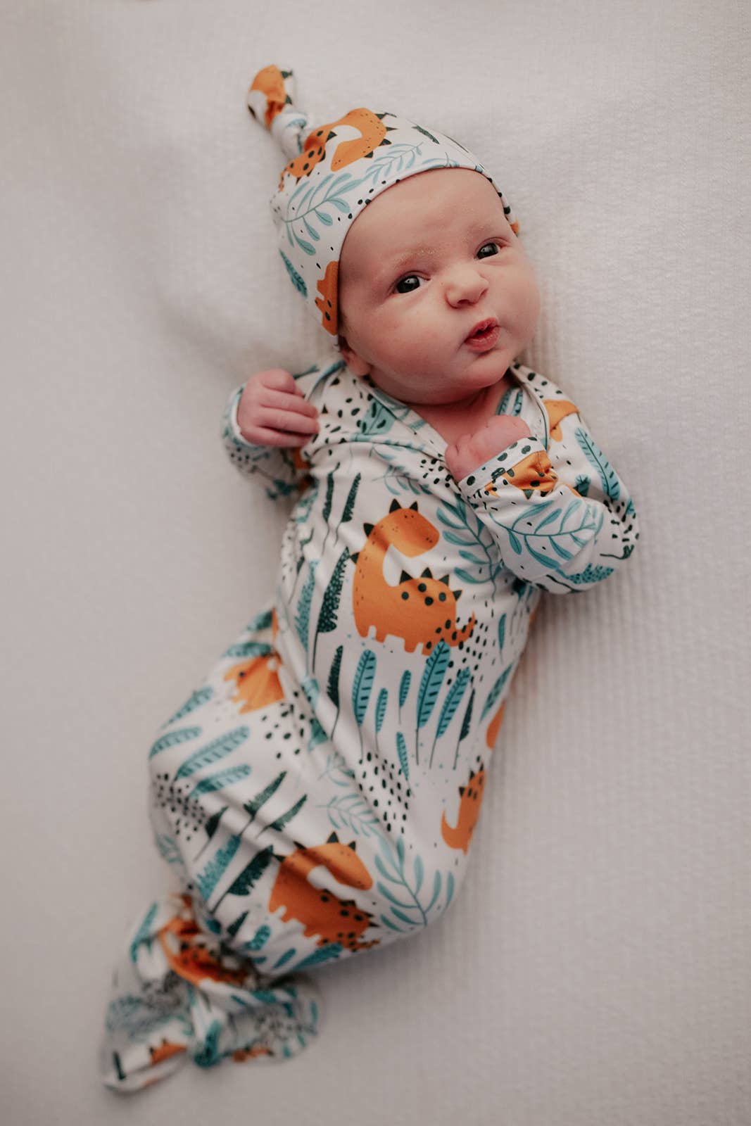 Dinosaur Zoo Baby Gown + Matching Hat