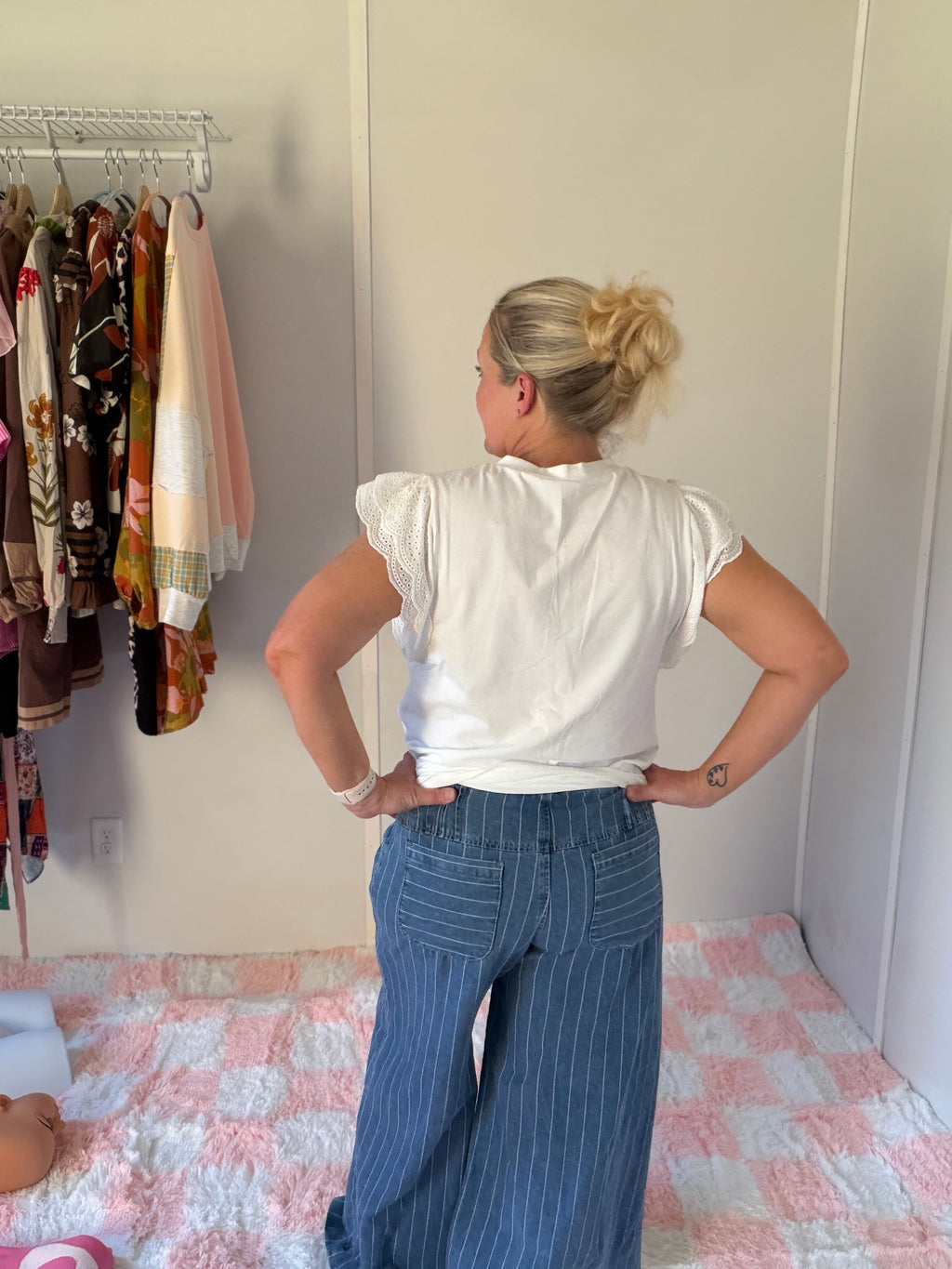 Southern Breeze Blue Pinstripe Wide-Leg Pants