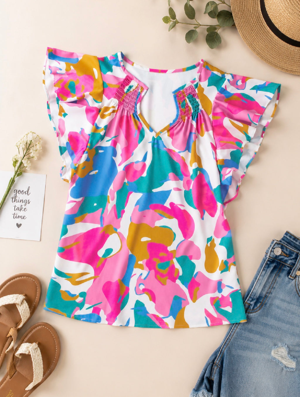 Multi-color Flutter Blouse