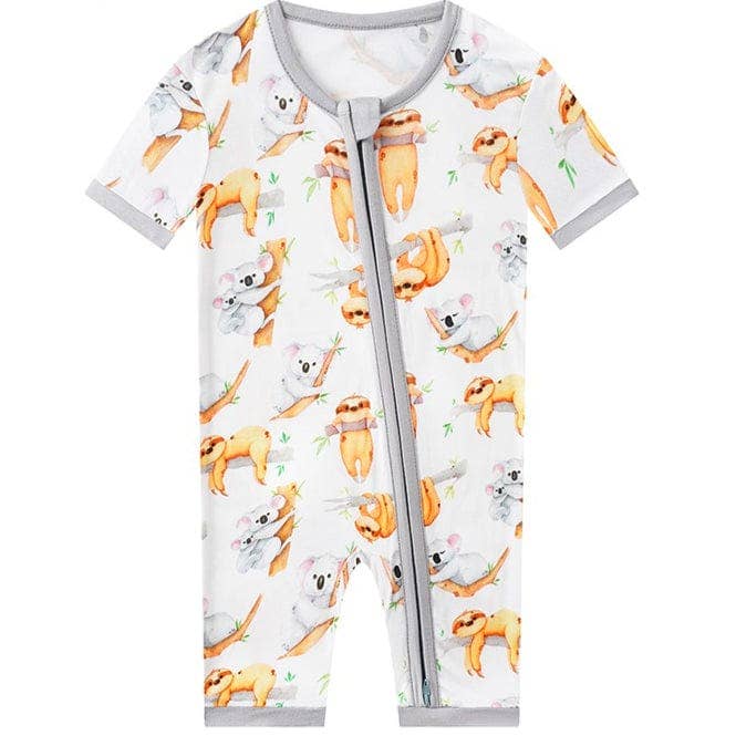 Sloth Bamboo Baby Shorty Zippy Romper