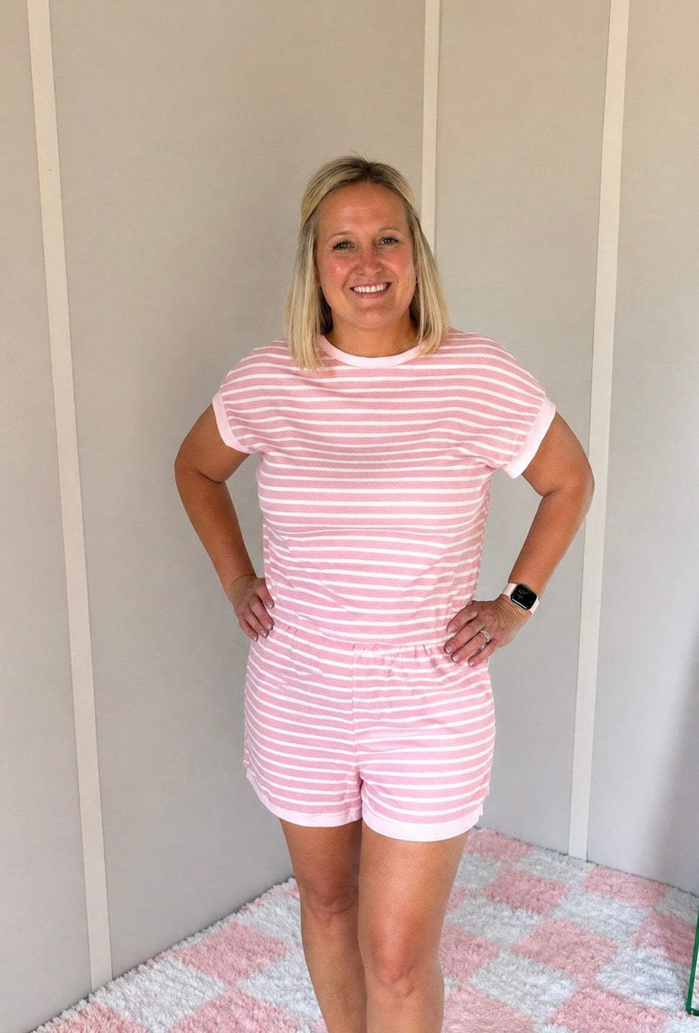 Striped Waffle Lounge Set