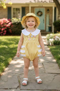 Sweet Mustard Bloom Romper + Hat