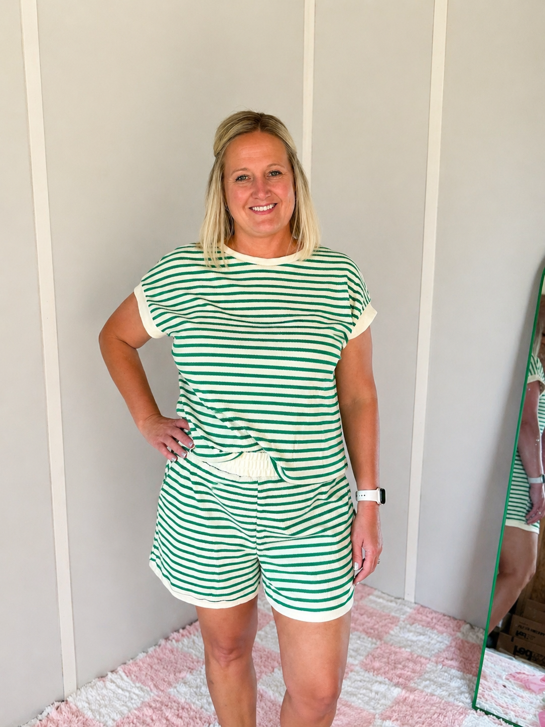 Striped Waffle Lounge Set