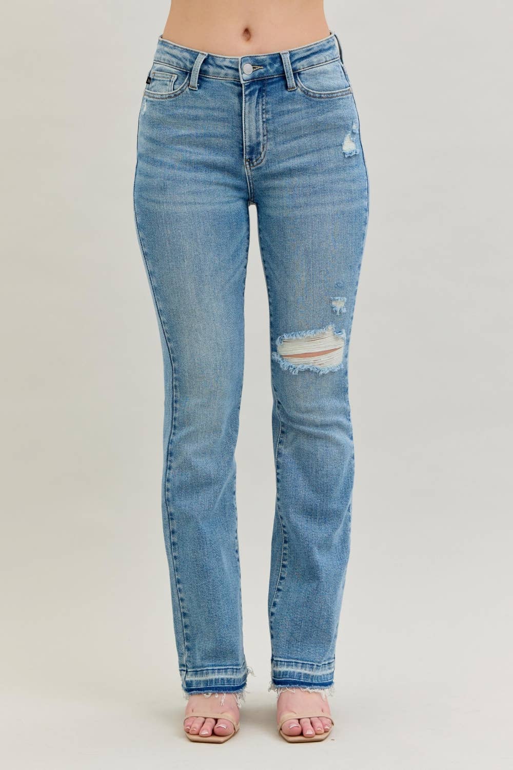Judy Blue Mid Rise Distressed Bootcut Jeans