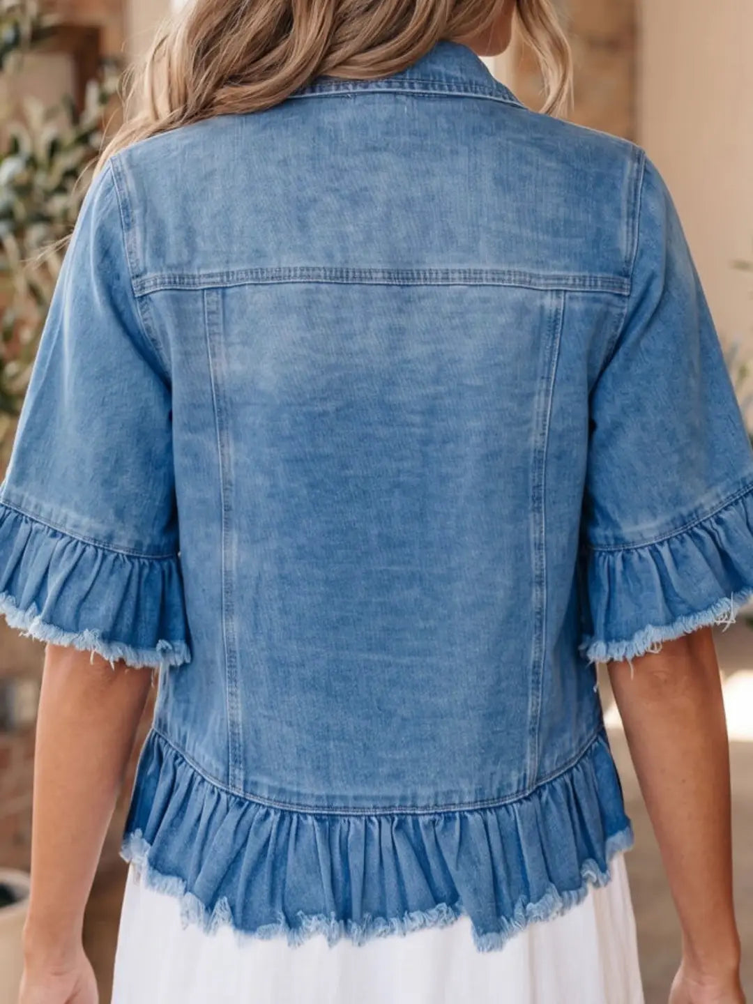 Ruffled & frayed Denim Jacket 