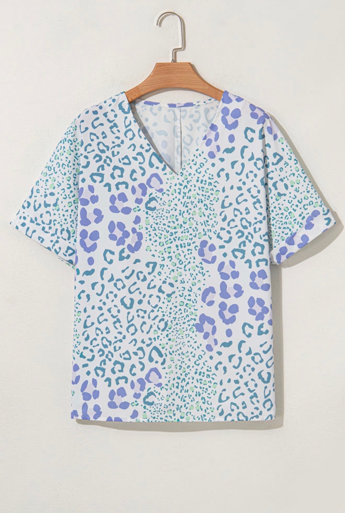 Blue Skies & Leopard Blouse