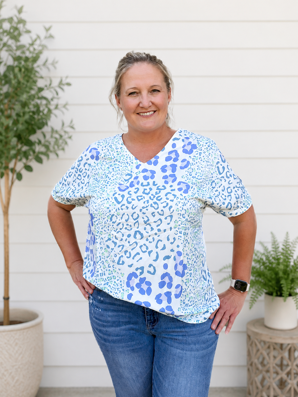 Blue Leopard Blouse