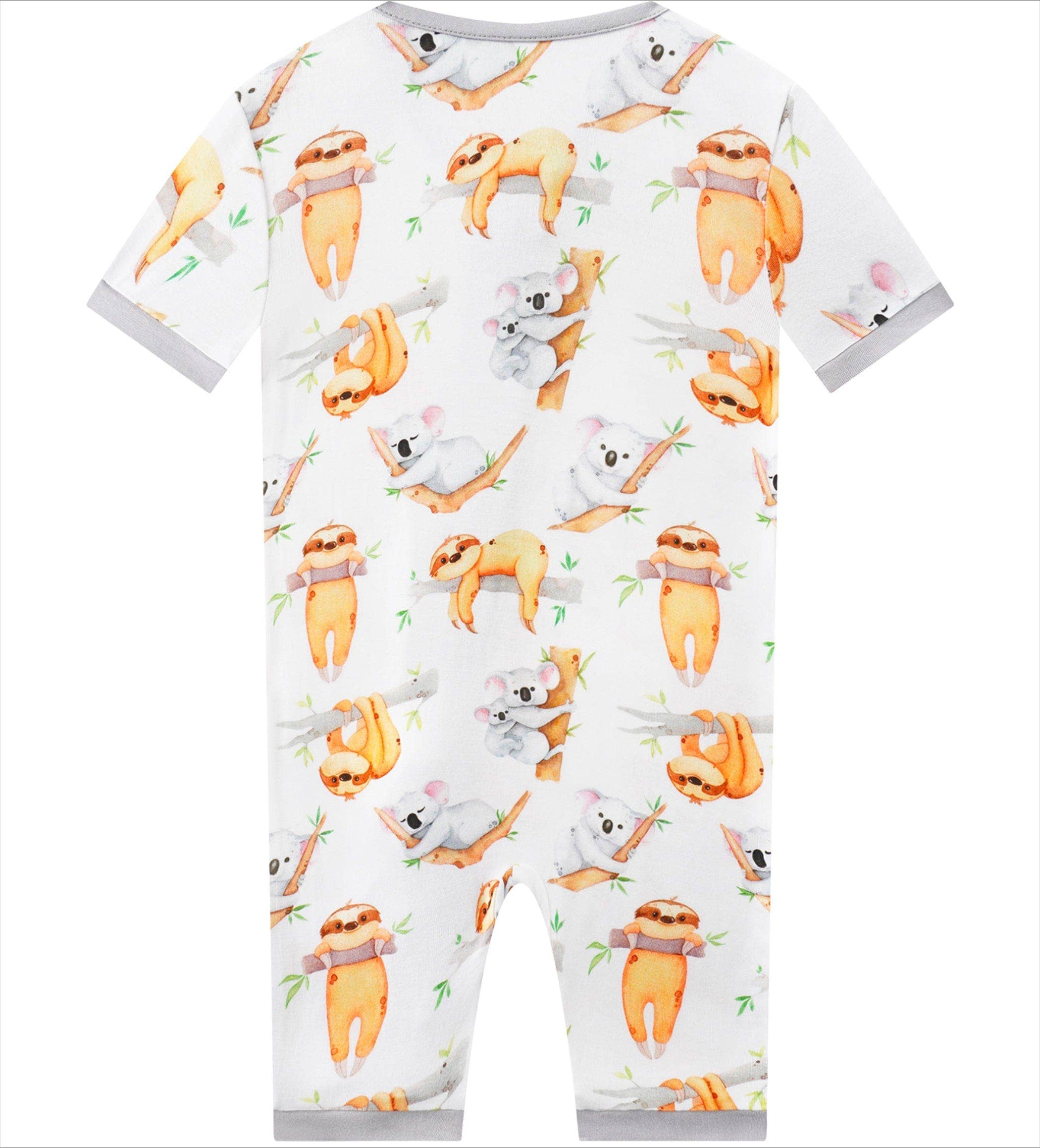 Sloth Bamboo Baby Shorty Zippy Romper