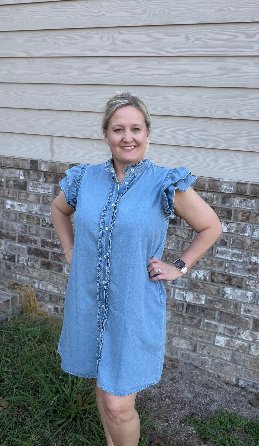 Denim Darling Ruffle Button-Down Dress 💙✨