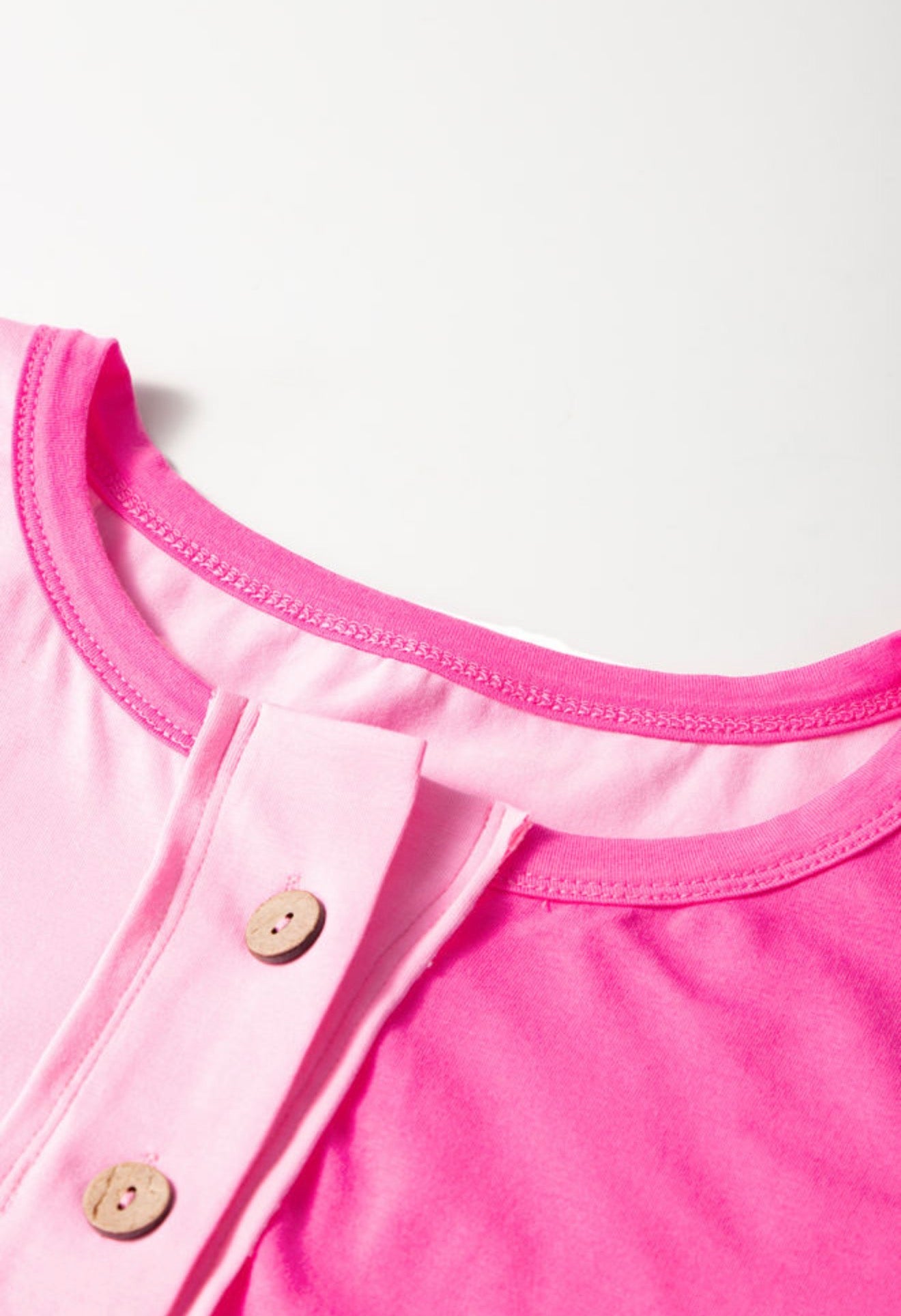 Tickled Pink Half Button Top- Curvy