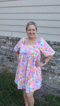 Summer Bloom Square Neck Babydoll Dress