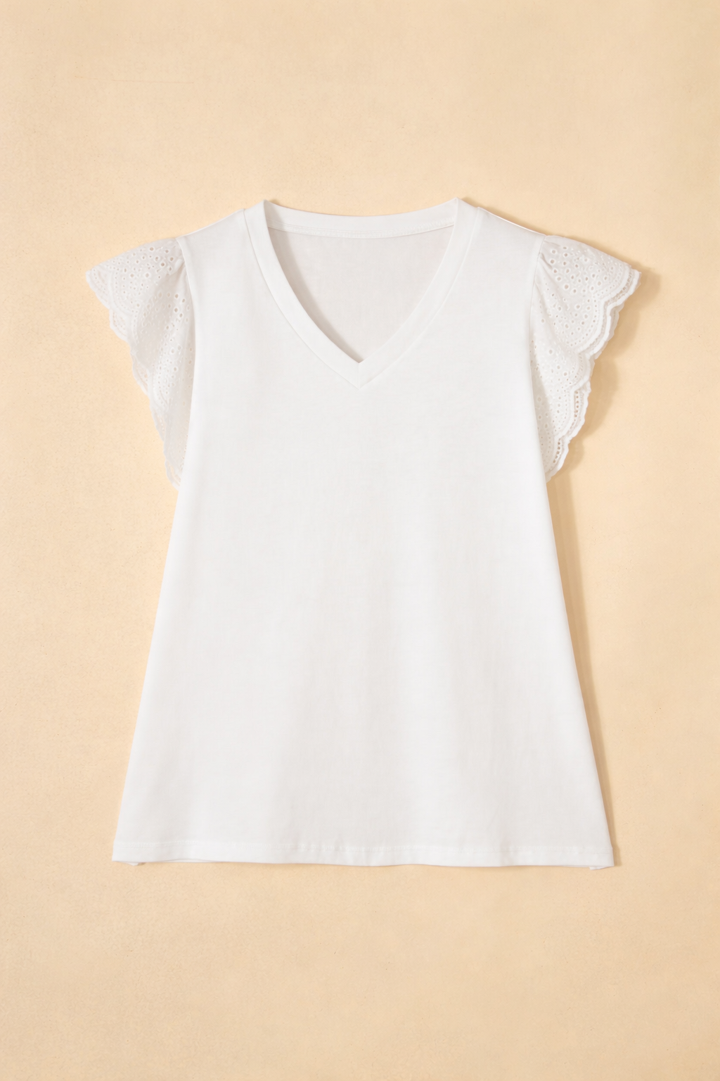 Everyday Eyelet Flutter Sleeve Top