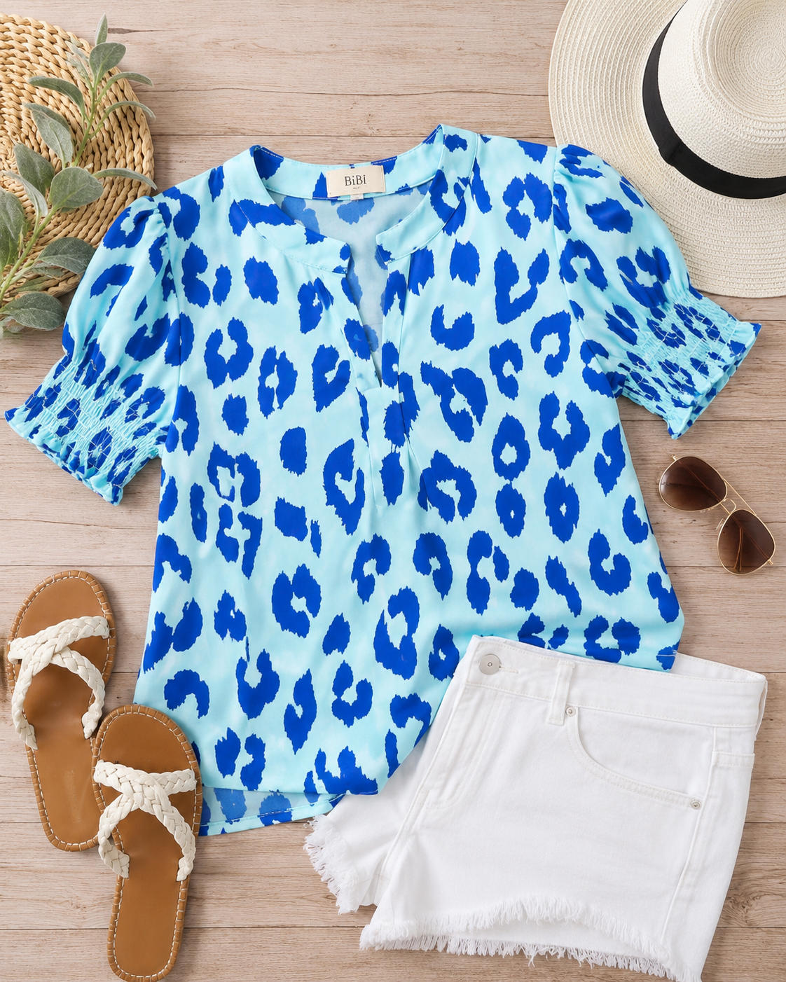 Wild Side Smocked Sleeve Top
