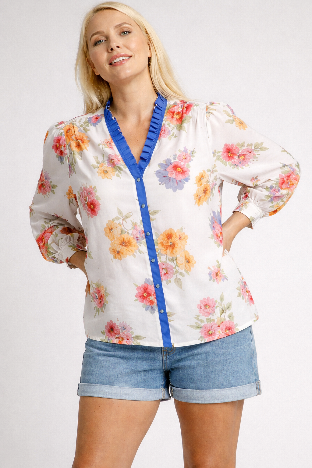 Floral Button-Down Blouse (Umgee)