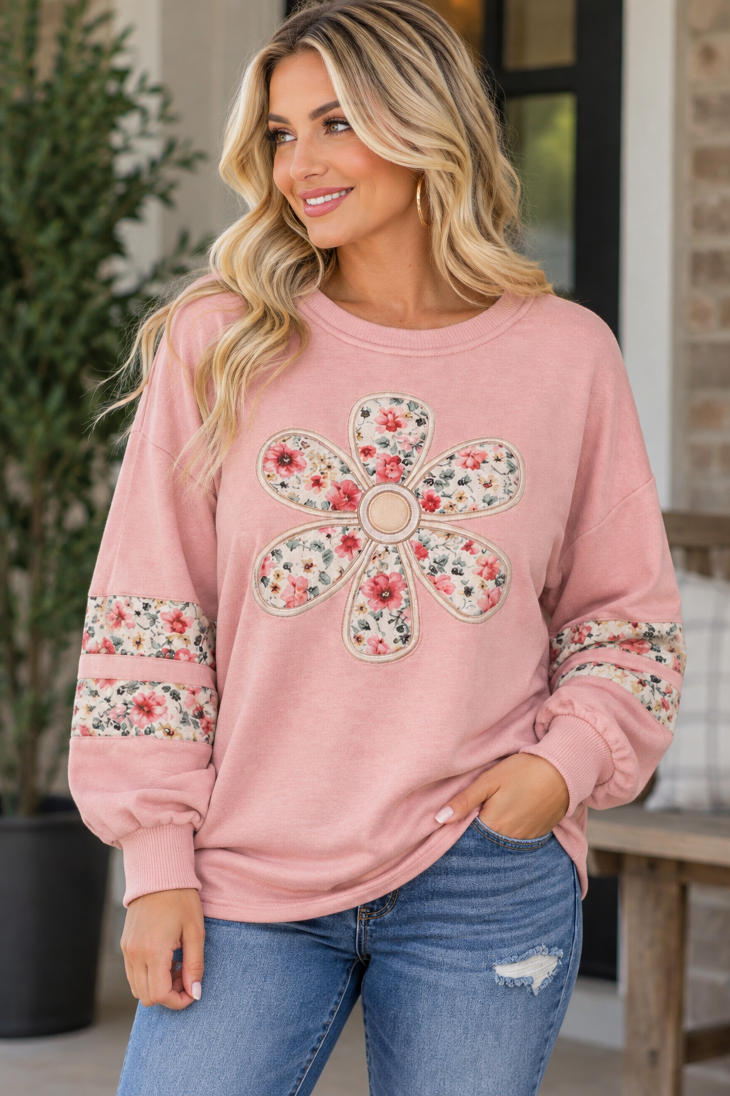 Bloom Babe Relaxed Appliqué Top