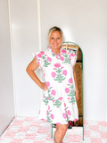 Floral Scalloped Trim Drop Waist Mini Dress
