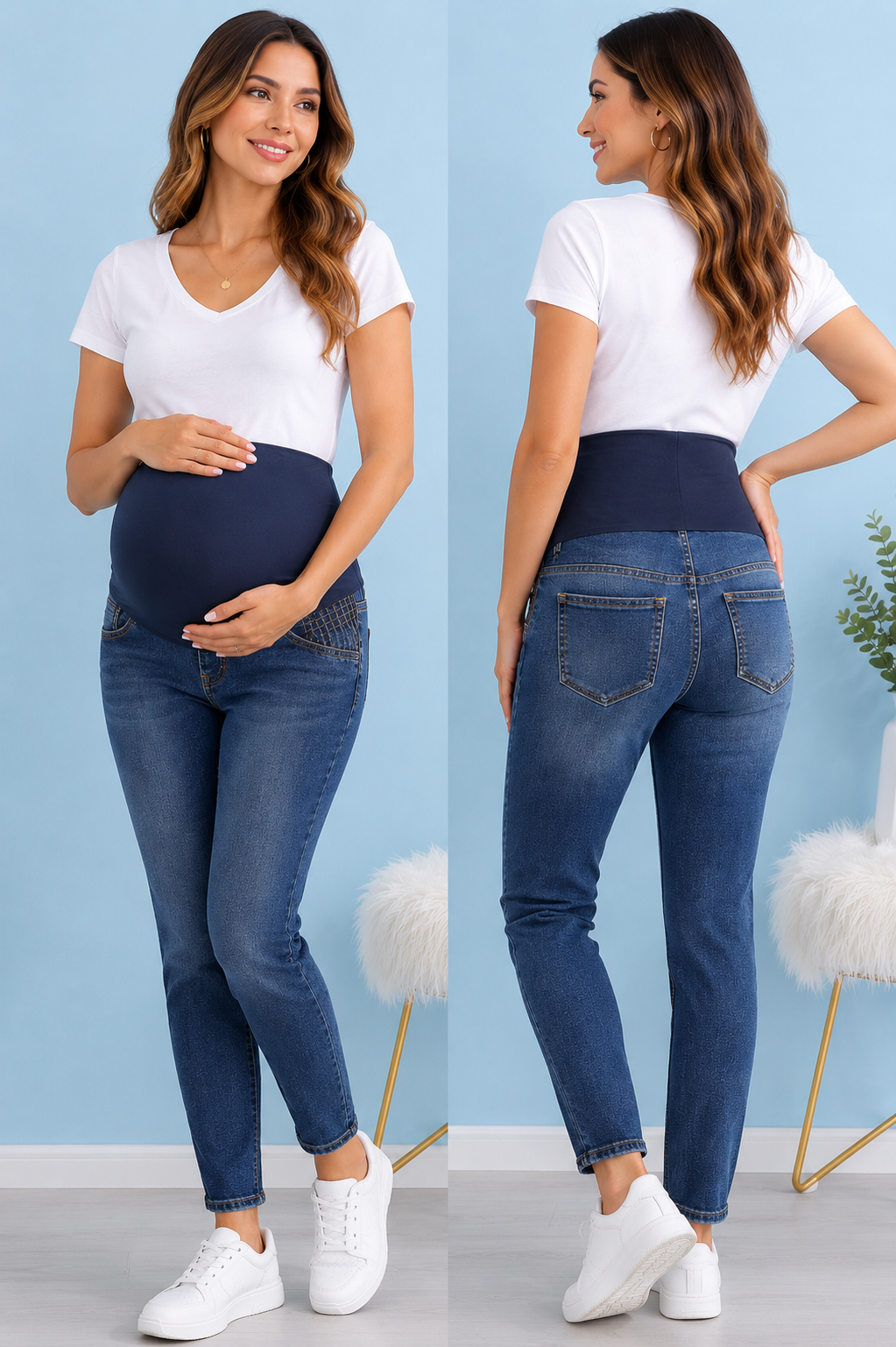 Dark Wash Slim Fit Bump Support Maternity Jeans