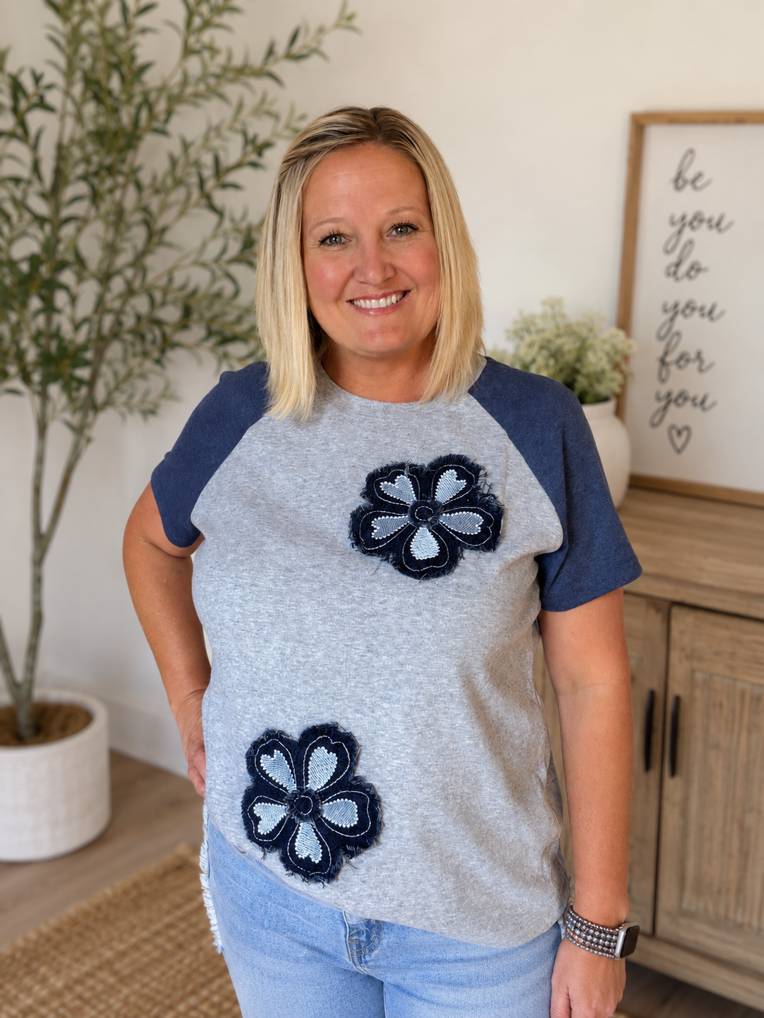 Floral Patchwork Raglan Tee