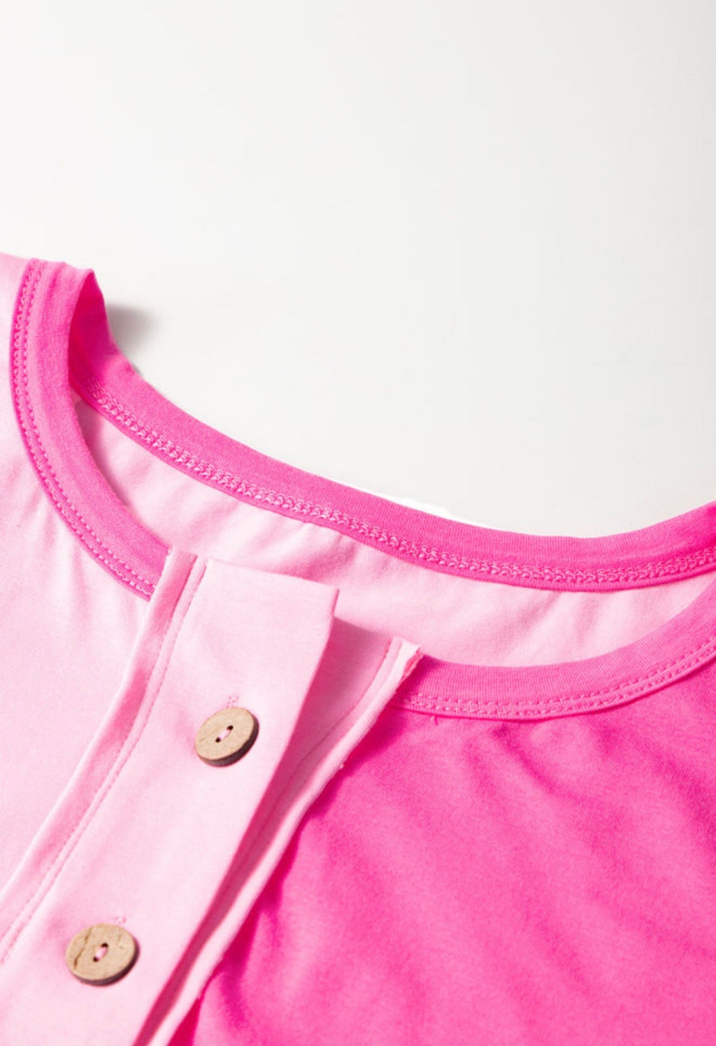 Tickled Pink Half Button Top- Curvy