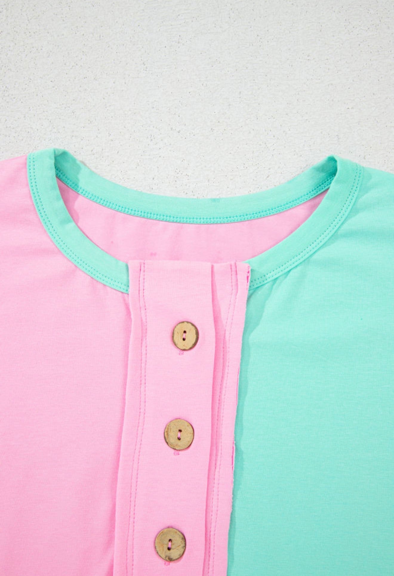 Mint & Half Button Top
