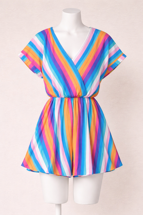 Blue Multi-Color Romper