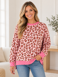 Leopard Print & Polka Dot Contrast Pullover