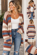 Striped Hollow Knit Cardigan