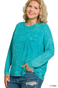 🍃Washed Ribbed Dolman Sleeve Top - Zenana