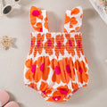 Orange Bloom Ruffle Sleeve Romper