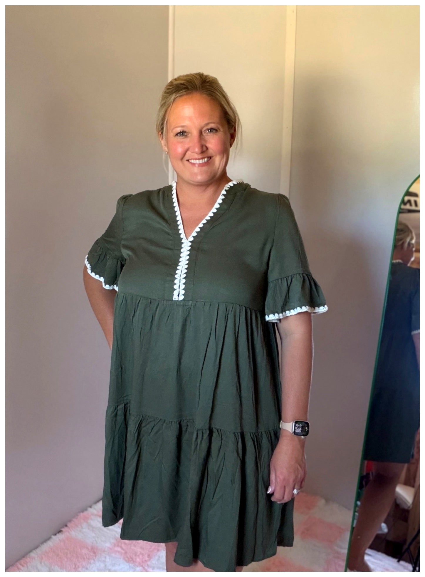 Olive Breeze Ruffle Dress