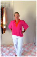 Rose Red V-Neck Top