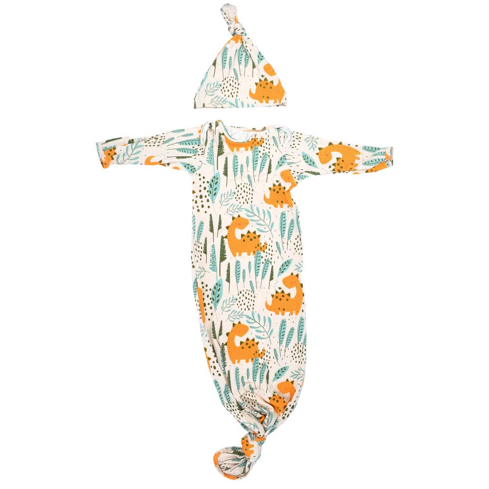 Dinosaur Zoo Baby Gown + Matching Hat