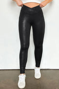 Sleek Black Leather Look Leggings