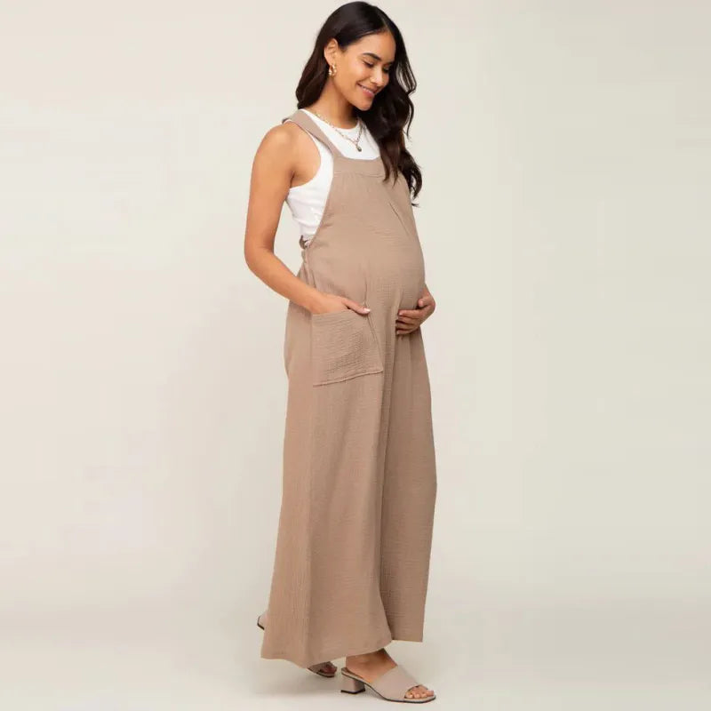 Khaki Wide-Leg Bump-Friendly Jumpsuit