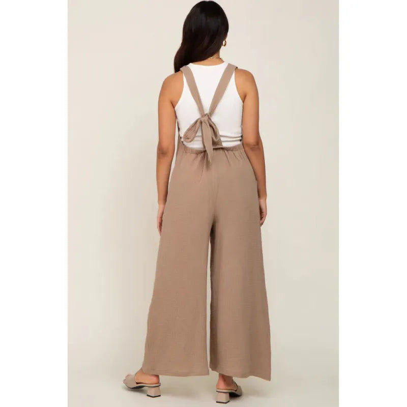 Khaki Wide-Leg Bump-Friendly Jumpsuit