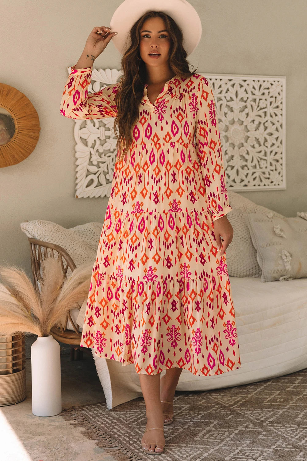 Sunset Western Print Maxi Dress